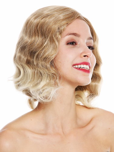 women's quality wig 20's swing jazz Charleston Chicago middle parting waves wavy blonde mix