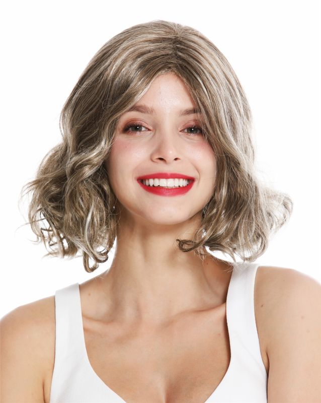 Women S Quality Wig Short Parting Curly Tips Dark Blonde Blonde