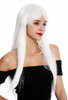 women's quality wig Cosplay long sleek fringe parted white YZF-41062-1001