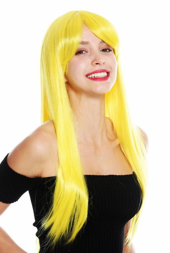 women's quality wig Cosplay long sleek fringe parted yellow YZF-41062-T2104