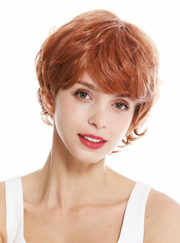 women's quality wig fringe short wild wavy highlights reddish brown blonde YZF-41008