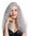 women's quality wig very long voluminous frizzy curls middle parting grey light grey YZF-7304-T0906