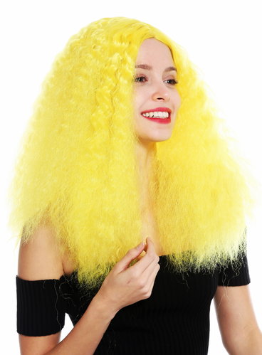 women's quality wig long very voluminous frizzy curls middle parting yellow YZF-7304-T2104
