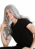 women's party wig men's wig long wild middle parting Heavy Metal old rocker hippie grey LM-155-ZA68E
