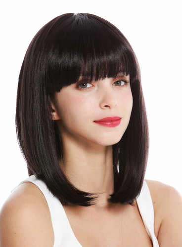 VK-1-3HDEEPVIOL quality women's wig short shoulder length long bob fringe sleek dark brown violet