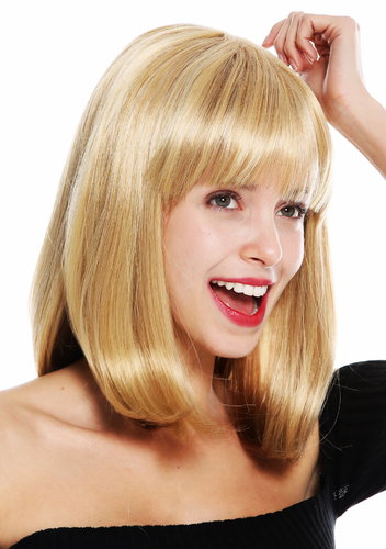 VK-1-660H quality women's wig short shoulder length long bob fringe sleek blonde light blonde mix
