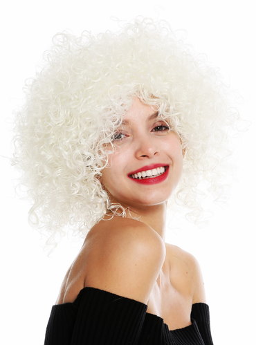 VK-11-1001 quality women's wig short voluminous frizzy curly curls wild white angel