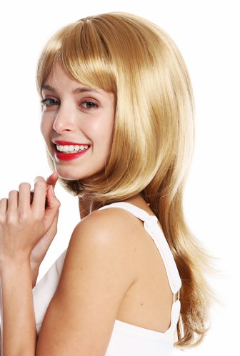 VK-28-24B quality women's wig medium length layered sleek waved tips blonde golden blonde