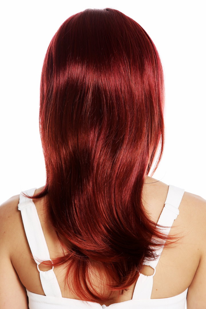 VK-28-39T350 quality wig layered sleek waved tips signal red bright red  copper red highlights