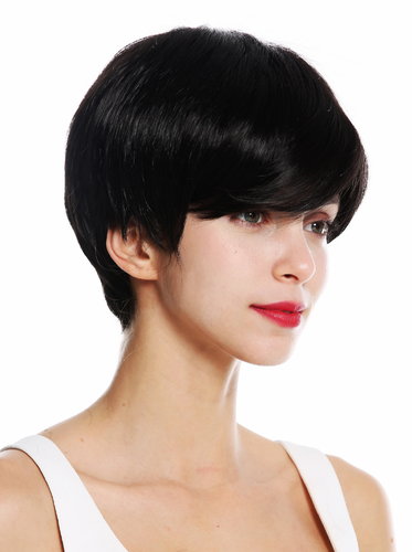 VK-32-2 quality women's wig very short boyish parting parted black brown