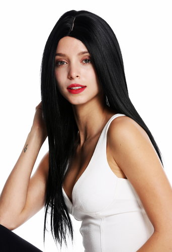 VK-34-1 quality women's wig long sleek middle parting black