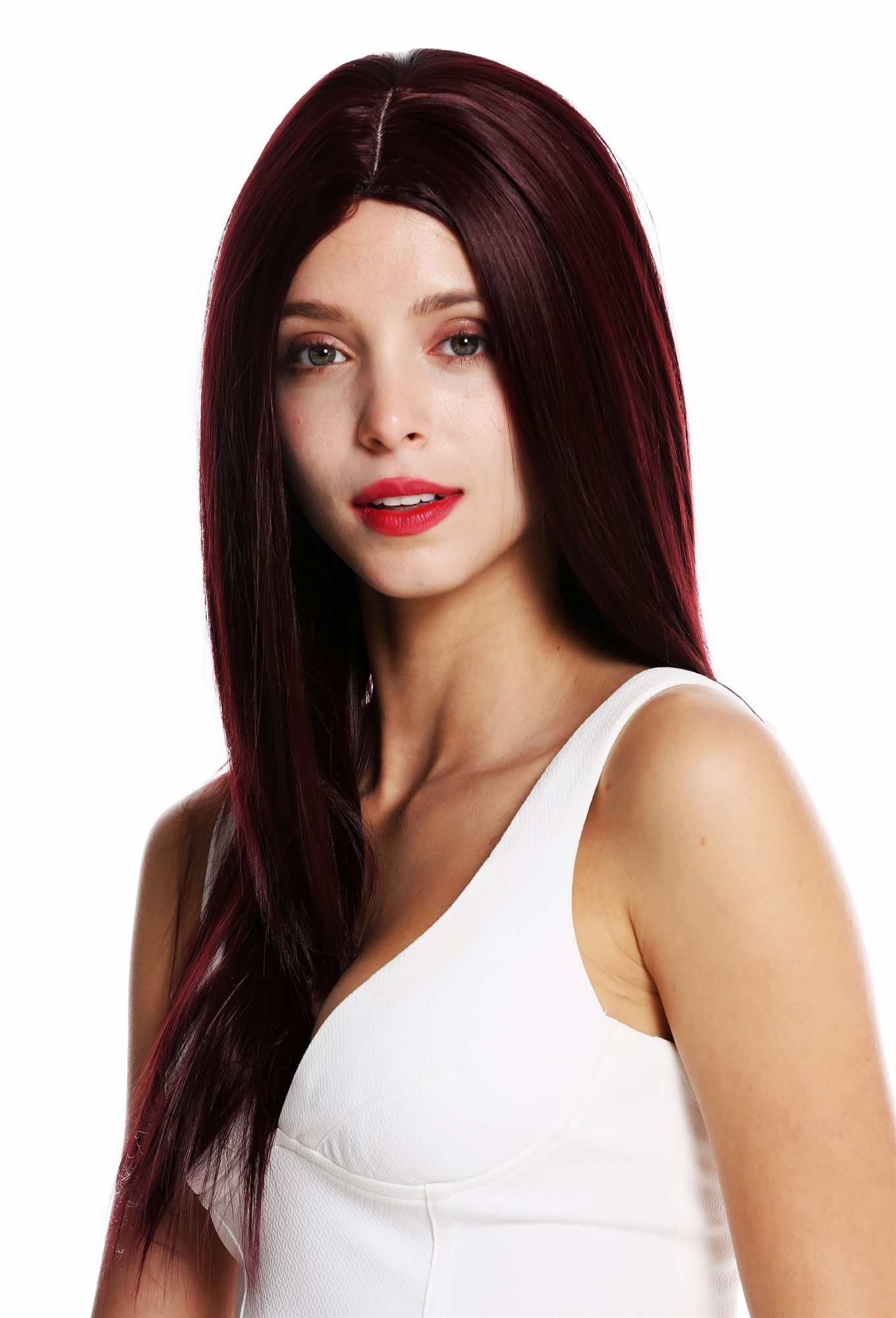 WIG ME UP Perücke Damen – Lang, Glatt, Hellrosa, Mit Mittelscheitel, Kunsthaar