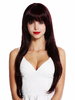 VK-43-99J quality women's wig long sleek layered long fringe Bordeaux red