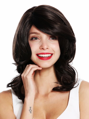 VK-44-4/8 quality women's wig long very voluminous wavy waved parting brown mix