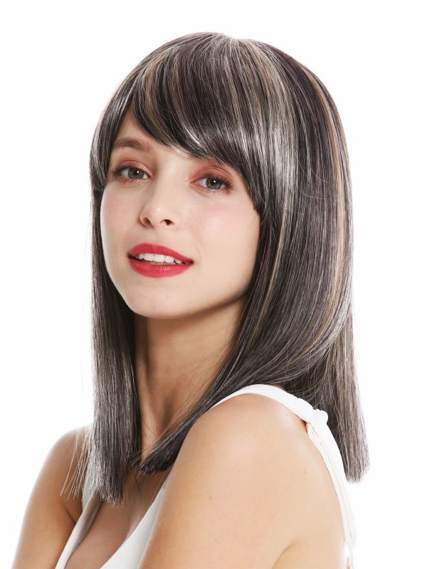 Vk 5 1bht2312 27t613 Quality Wig Shoulder Length Sleek Longe Fringe Black Pink Blonde Highlights