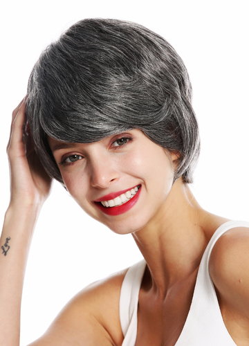 VK-50-44 quality women's wig short bushy boyish grey mottled dark grey