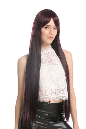 VK-7-DEEPVIOLSP31 quality women's wig very long sleek dark violet reddish brown highlights