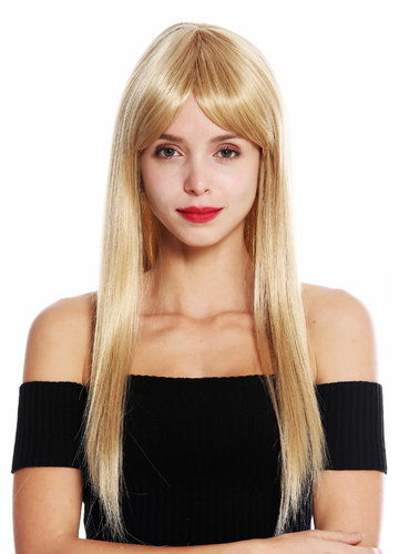 VK-8-24B quality women's wig long sleek long fringe blonde parted golden blonde