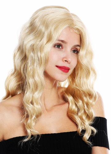 VK-9-24BSP613 quality women's wig long wavy middle parting hairline blonde mix