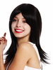 vw53-4 women's quality wig medium long sleek long waved tips dark brown