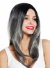 ZM-1811-171Dye1B women's quality wig long sleek middle parting ombre balayage black grey