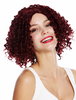 ZM-1785-118 women's quality wig shoulder length very curly corkscrew curls middle parting wine red
