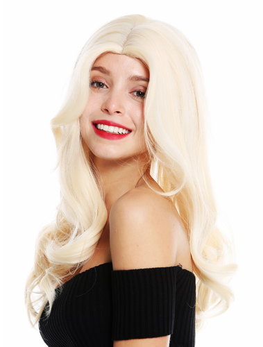 1953-88 women's quality wig long slightly waved middle parting light blonde fair blonde