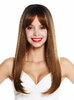 1923-8A/27 women's quality wig long sleek fringe parted brown mix highlights