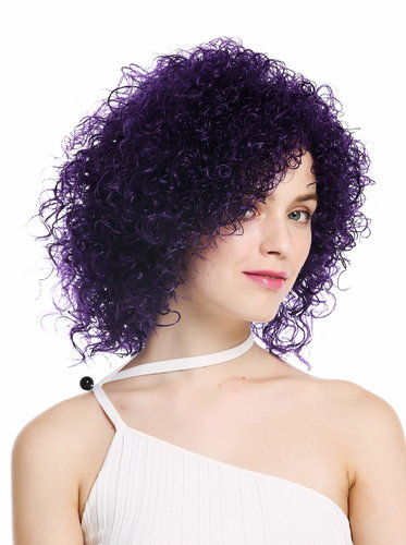 VK-11-HYB73C women's quality wig short voluminous frizzy curly curls purple