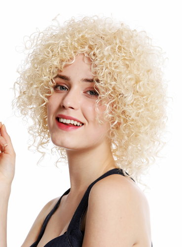 VK-11-988 women's quality wig short voluminous frizzy curly curls blonde light blonde mix