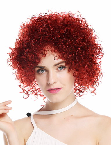 VK-11-137 women's quality wig short voluminous frizzy curly curls red fiery red