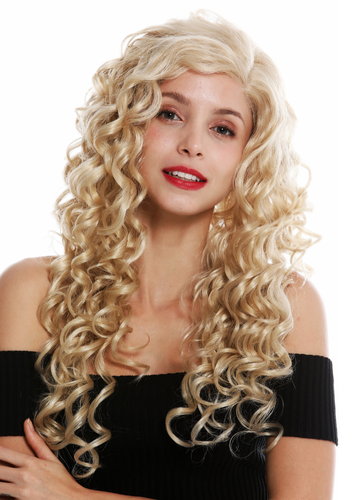 VK-17-MF-24BSP613 quality wig lace front partial monofilament side parting long curls light blonde