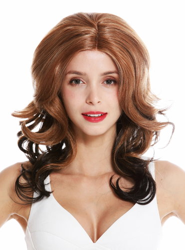VK-23-MF quality wig partial monofilament parting lace front curls wavy copper brown dark brown