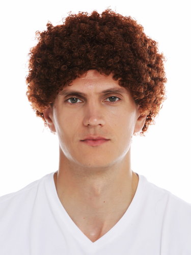 MMAM-9M-KF938 wig carnival men women short afro frizzy curly brown reddish brown
