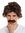 7090-FR33A wig carnival Halloween men mustache 70's retro cop policeman grandpa brown reddish brown