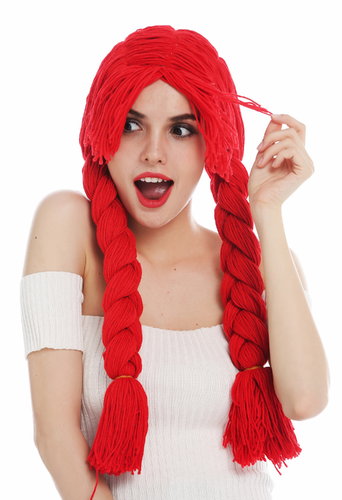 840357-P13 wig carnival women doll thick fabric doll hair red braids long plaited