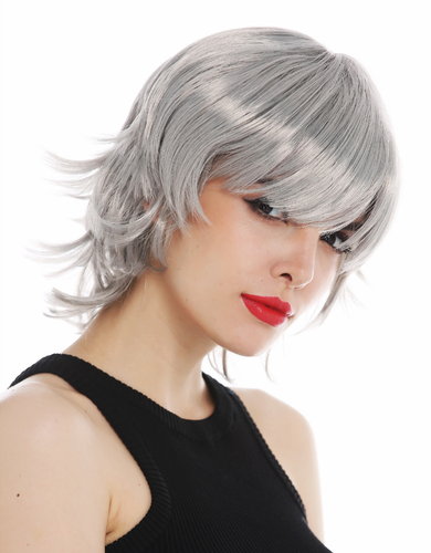 60297-ZA68A wig women carnival cosplay short wild highlights grey androgynes