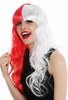 DEC118 wig women's wig Halloween carnival long fringe red white half and half