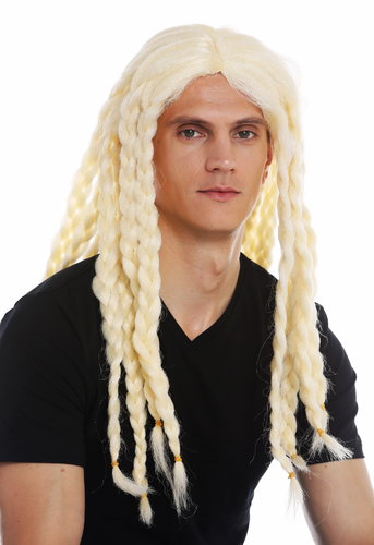 68286-FRP03C wig carnival Halloween men women long plaited braid blonde viking