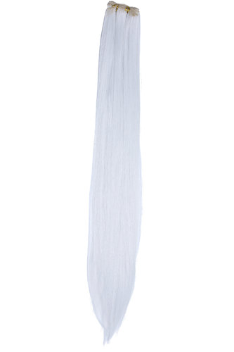 Weft tress of synthetic hair sleek for wig extension making length 30 width 98 inches white