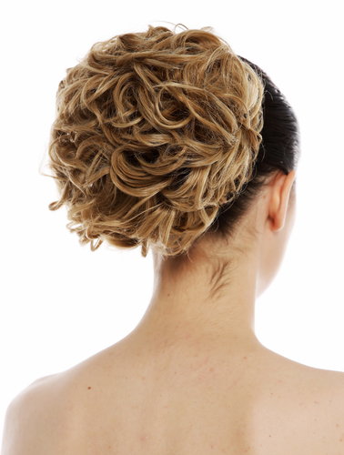Large Hairpiece open hairbun hair rose nest bun extension wild curls volume blonde and platinum