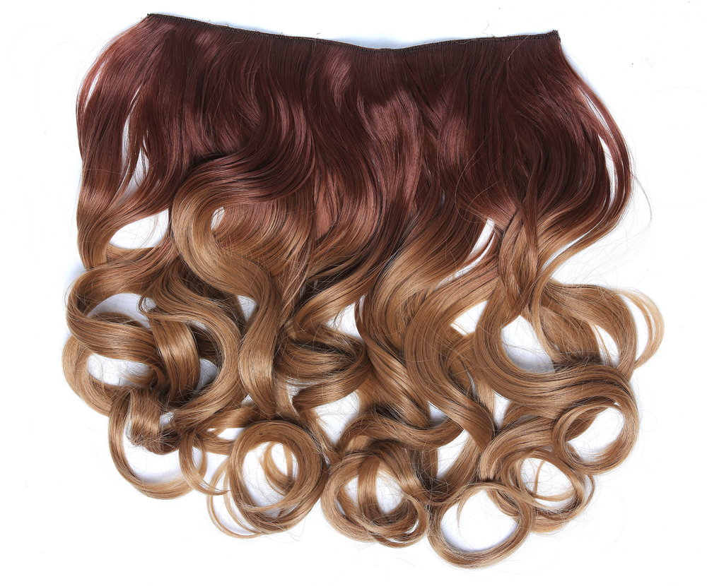 WIG ME UP - CMT-863-30TT26 Clip-in hair extension 5 clips wide full back of  the head curled wavy ombre mix of light copper brown and dark blonde 15  inches