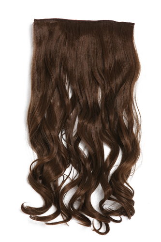 Hairpiece Halfwig 5 Microclip Clip-In Extension wide full back of head long curled medium brown