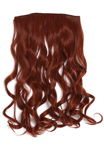Hairpiece Halfwig 5 Microclip Clip-In Extension wide full back of head long curled dark copper red