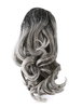 Hairpiece ponytail with comb elastic draw string short wavy voluminous streaked gray mix 14inch