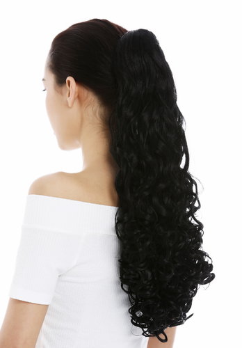 Ponytail Hairpiece Extensions very long voluminous curled curls black 23inch