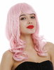 Lady Wig long wavy to curled curls fringe bangs light pink