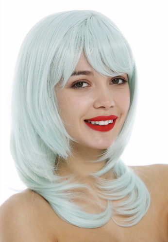 Lady Wig shoulder-length medium long layered straight hair light green