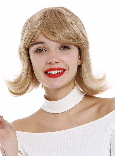 Lady wig flippy lob 60s 90s vintage retro style straight with bouncing tips medium blond