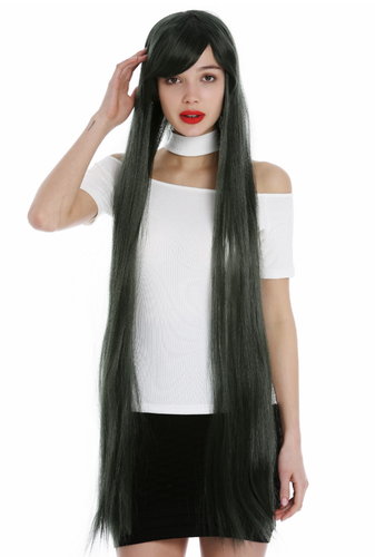 Lady Cosplay wig very long sleek look dark green